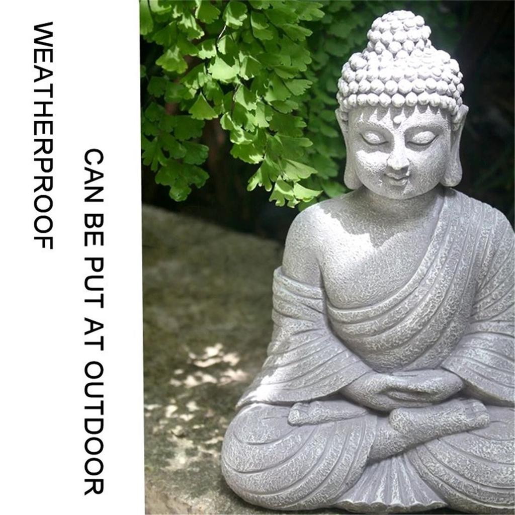 9 Inch Vintage Garden Buddha Statue Indoor Outdoor Garden Zen Buddhism Figurine Sculpture Home Office Store Decor Ornament