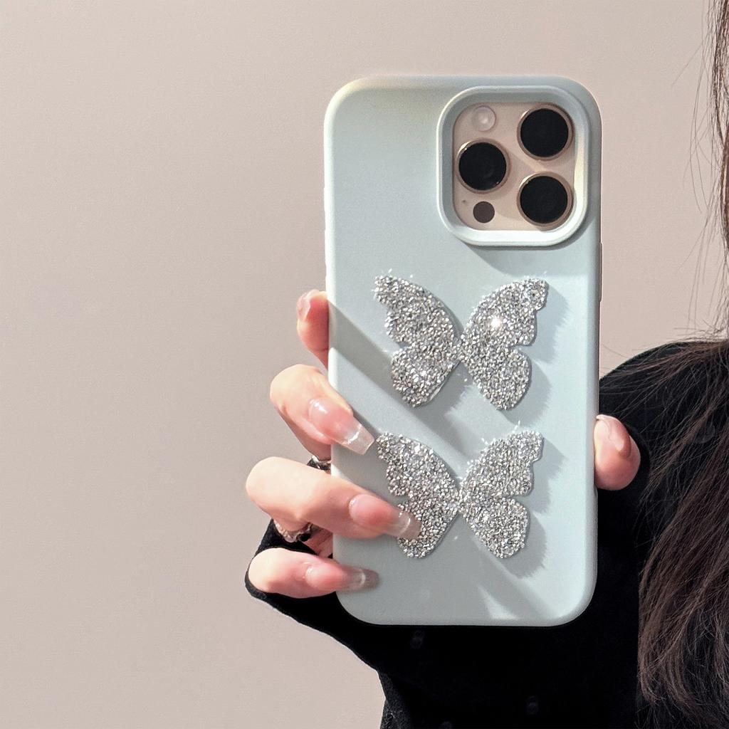 Flash Diamond Butterfly Suitable for 17promax Apple 16 Mobile Phone Case Iphone14 High End Sense 1311 Three Dimensional Soft