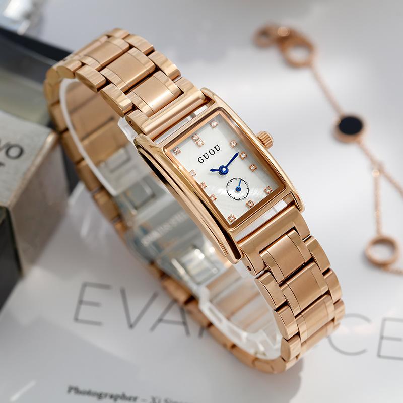 Квадратные часы для женщин, простая мода, старый темперамент, квадратные дисковые часы, водонепроницаемые кварцевые часы, женские часы Niche