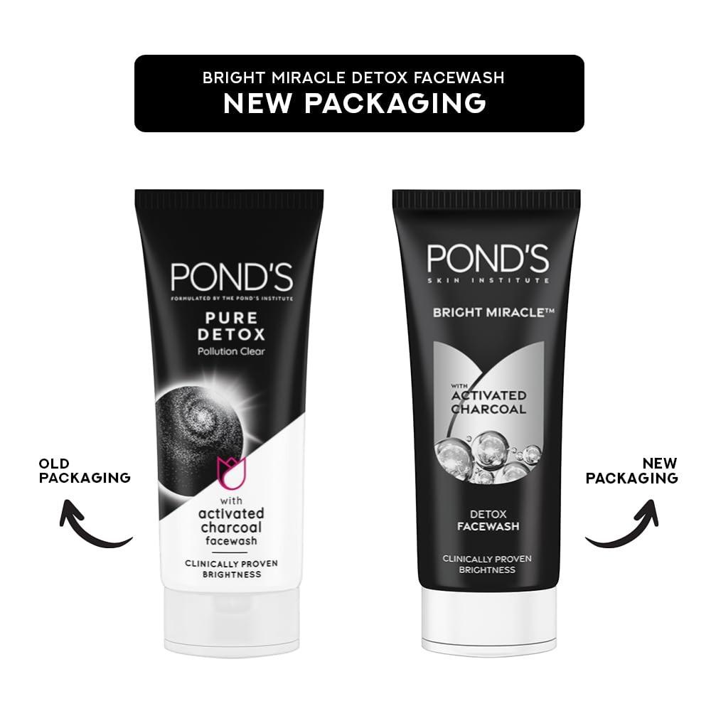 Pond's Bright Miracle Detox Гель для умывания с активированным углем – Глубокое очищение для сияющей кожи, Защита от загрязнений, 200