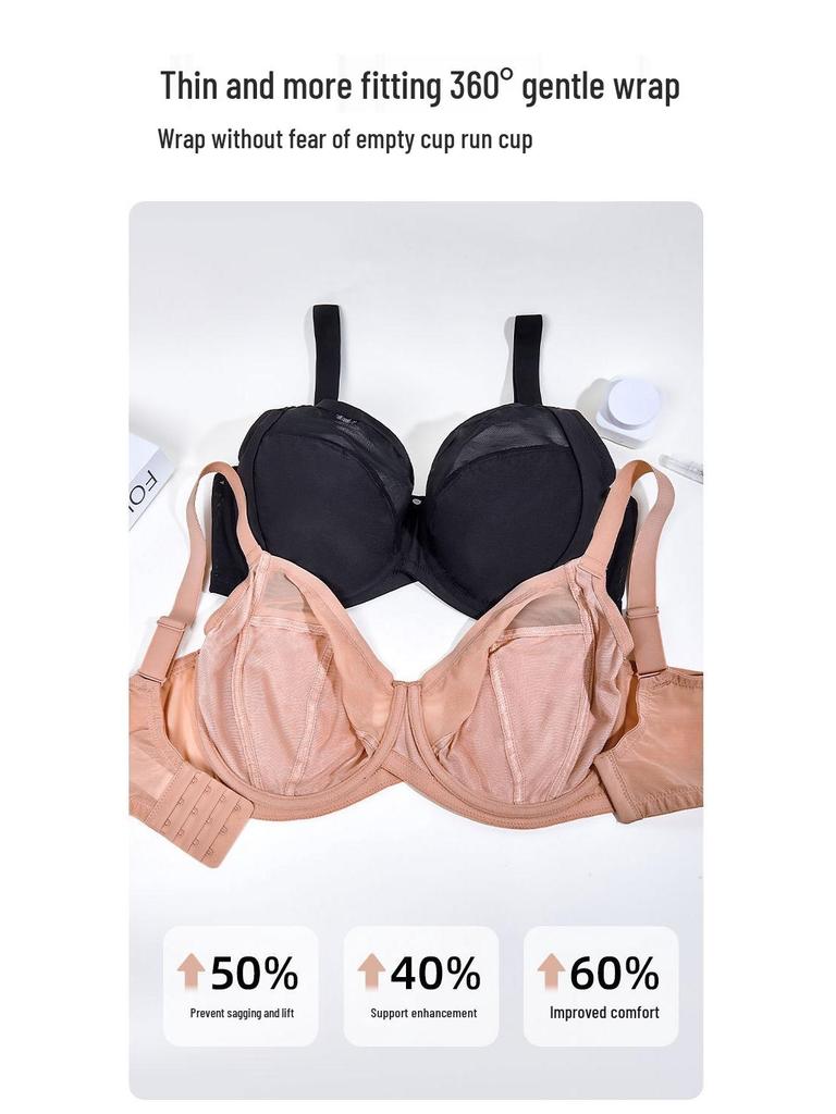 Cross-Border Plus Size Women's Anti-Sagging, Breathable Mesh Bra - Large Bust Support