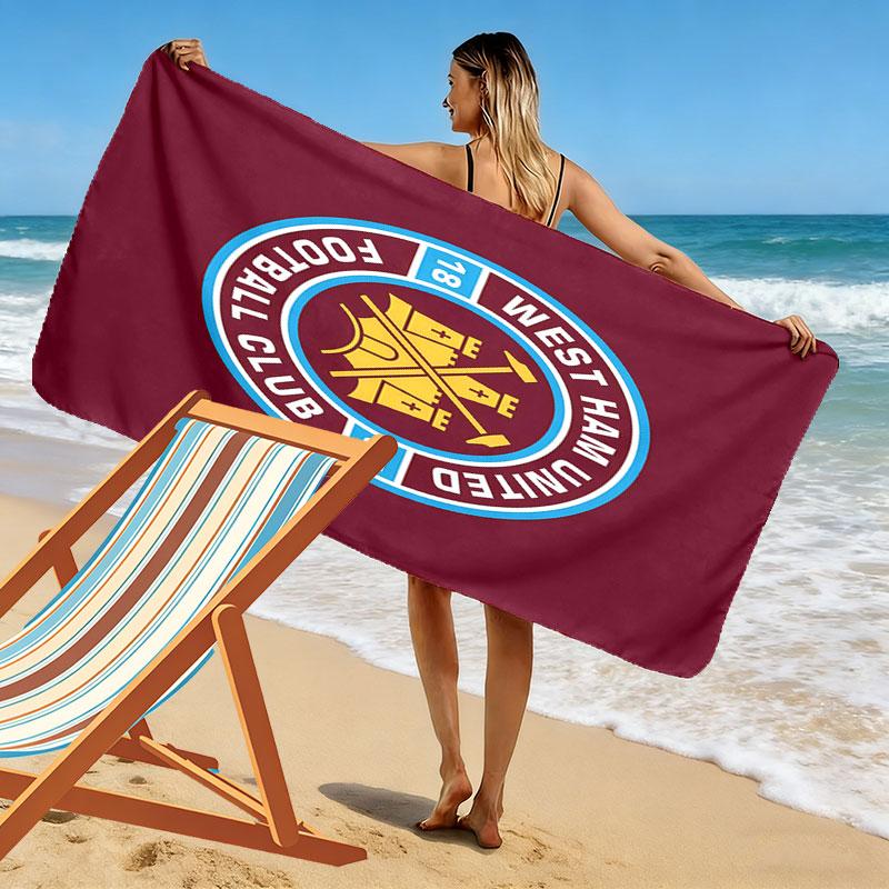 Пляжное полотенце с принтом West Ham United, большое, мягкое, быстросохнущее, для пляжа, кемпинга, плавания
