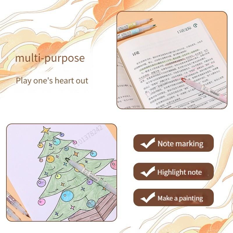 5 шт./компл. ручки-хайлайтер с двойным наконечником, кавайные цветные маркеры для манги, пастельные канцелярские принадлежности для скрапбукинга, японские каваи, школьные принадлежности