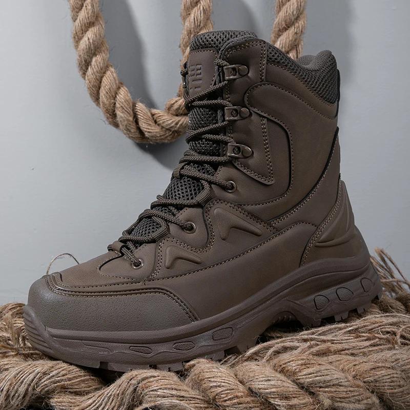 Fashion Men Boots Desert Tactical Boots High Top Outdoor Hiking Shoes Ankle Work Safty Sneakers