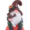 Halloween Gnome Decoration Pumpkin Couple Resin Figurine Fairy Tale Themed Gnome Sculpture Indoor Outdoor Table Desk Home Decor