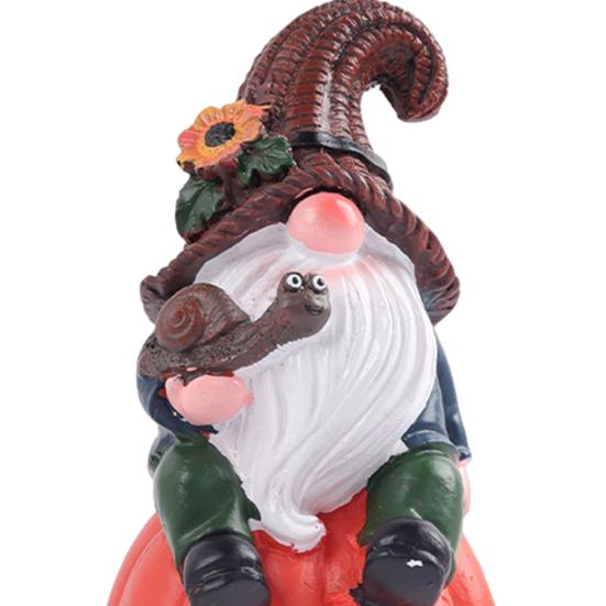 Halloween Gnome Decoration Pumpkin Couple Resin Figurine Fairy Tale Themed Gnome Sculpture Indoor Outdoor Table Desk Home Decor