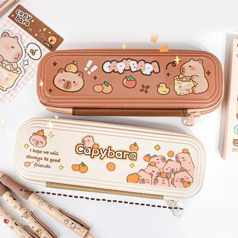 Cute Cartoon Capybara Pencil Case Large Capacity Dirt-Resistant Portable Pencil Bag Aesthetic Stationery Office School Supplies