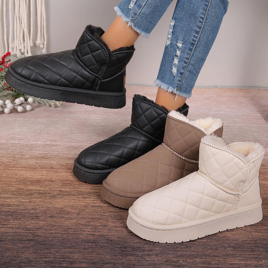 Модные женские зимние ботинки, теплые, плюшевые, без застежек, однотонные, с круглым носком, модные женские ботильоны, женская зимняя удобная обувь, размер 36-41