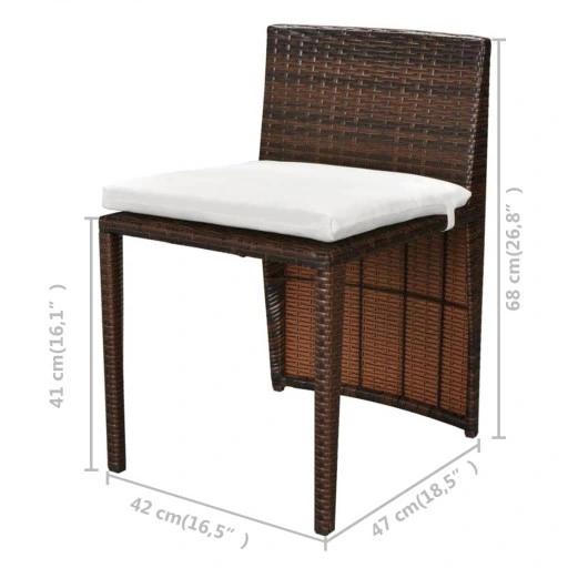 Vidaxl 3-Cz. Zestaw Mebli Bistro Z Poduszkami, Rattan Pe, Brązowy