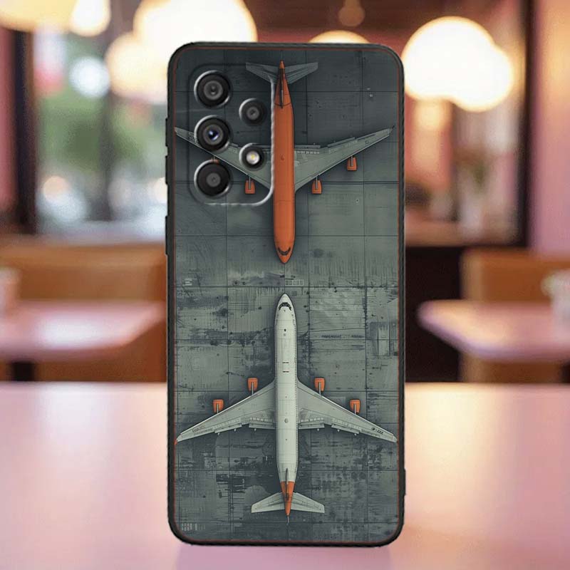 Модный чехол для телефона с рисунком самолета для Samsung A41 A35 A34 A33 A32 A25 A24 A23 A21s A06 A05 A04 A03 Note 10 20 Ultra 5G Черный