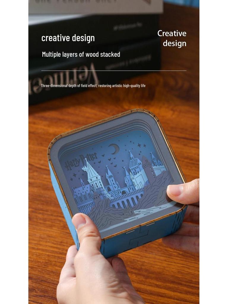 Ночник «Гарри Поттер Хогвартс» из дерева – Креативный подарок на день рождения и настольное украшение для детей