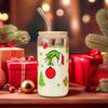 500ml Christmas Glass Cup Xmas Tree High Borosilicate Drinking Glass With Lid&Straw,Brush Juice Coffee Cup Christmas Gifts