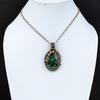 Copper Malachite Gemstone Pure Copper Wire Wrapped Handmade Pendant Jewelry