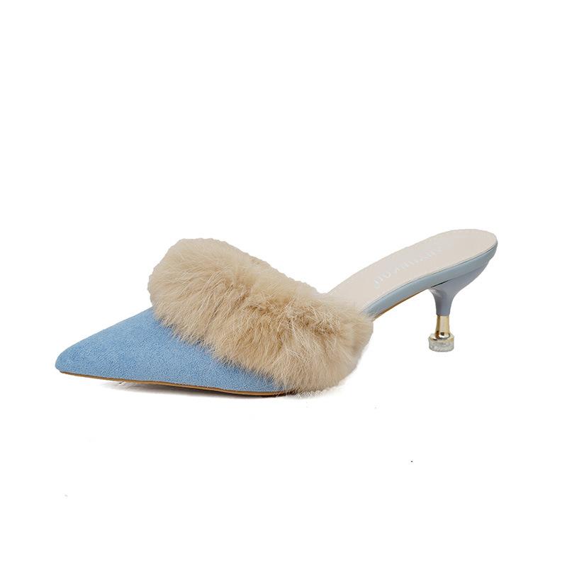 Mao Mao классные тапочки на высоком каблуке, женская новая модная верхняя одежда, универсальная, заостренная, тонкая сумка, половина головы 2025