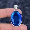 Blue Topaz Gemstone Handmade 925 Sterling Silver Jewelry Pendant 1.81" M-3256