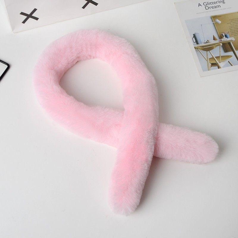 New Imitation Rex Rabbit Fur Scarf Korean Version Thin Strips Versatile Fur Scarf Small Cross Plush Long Narrow Collar Thickened for Women