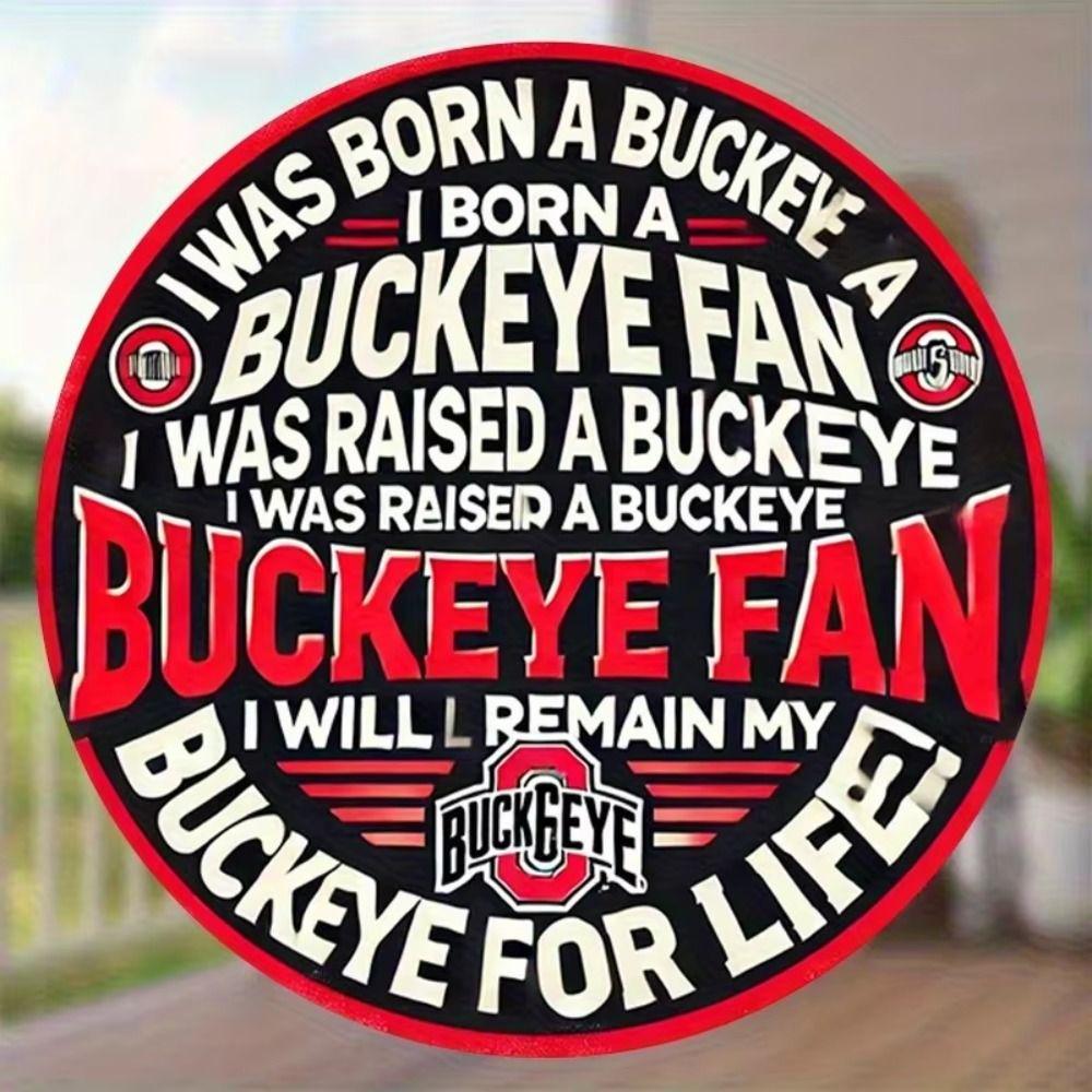 Металлическая табличка фаната Ohio State Buckeyes, Декор для стены спортивного гаража, 20x20 см