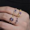 4Pcs/Set Women Finger Ring Set Stacking Style Layered Rings with Cubic Zirconia Inlaid