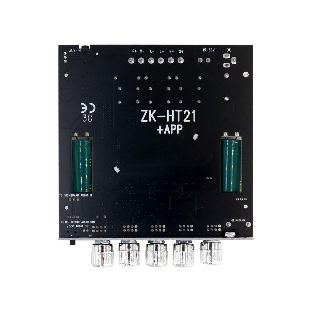 ZK-HT21 3G Модуль усилителя Bluetooth 5.0 2.1 канала TDA7498E 160 Вт x 2 + 220 Вт сабвуфер Поддержка AUX USB Управление через приложение