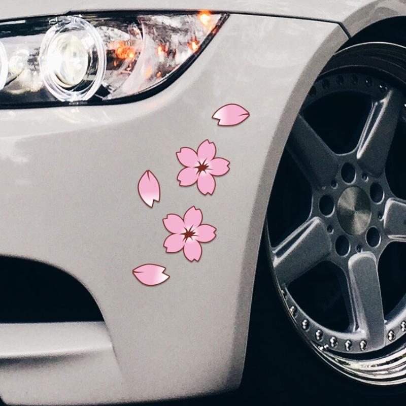 Spring Sakura Car Stickers for Auto Window Bumper Decals Waterproof Bike Tube Stickers Motorcycle Helmet Flowers Decoration