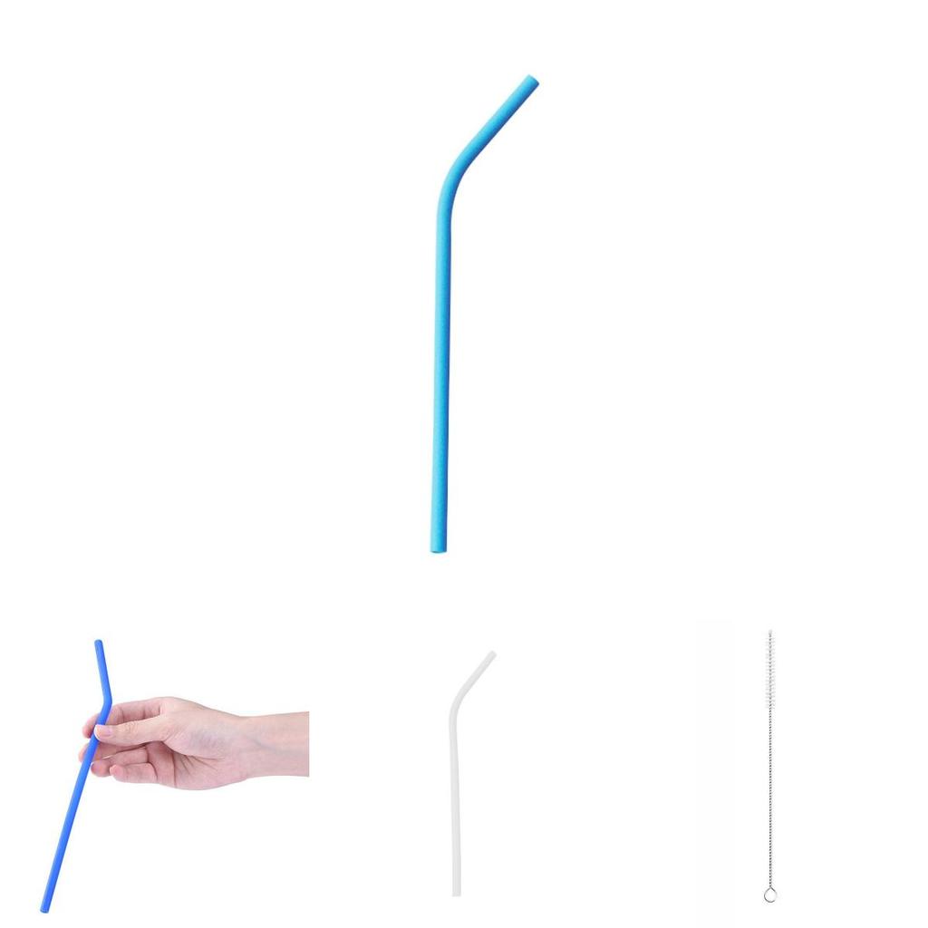 Премиальная пищевая силиконовая трубочка длиной 200 мм, безопасная для микроволновой печи, круглой формы, однотонная