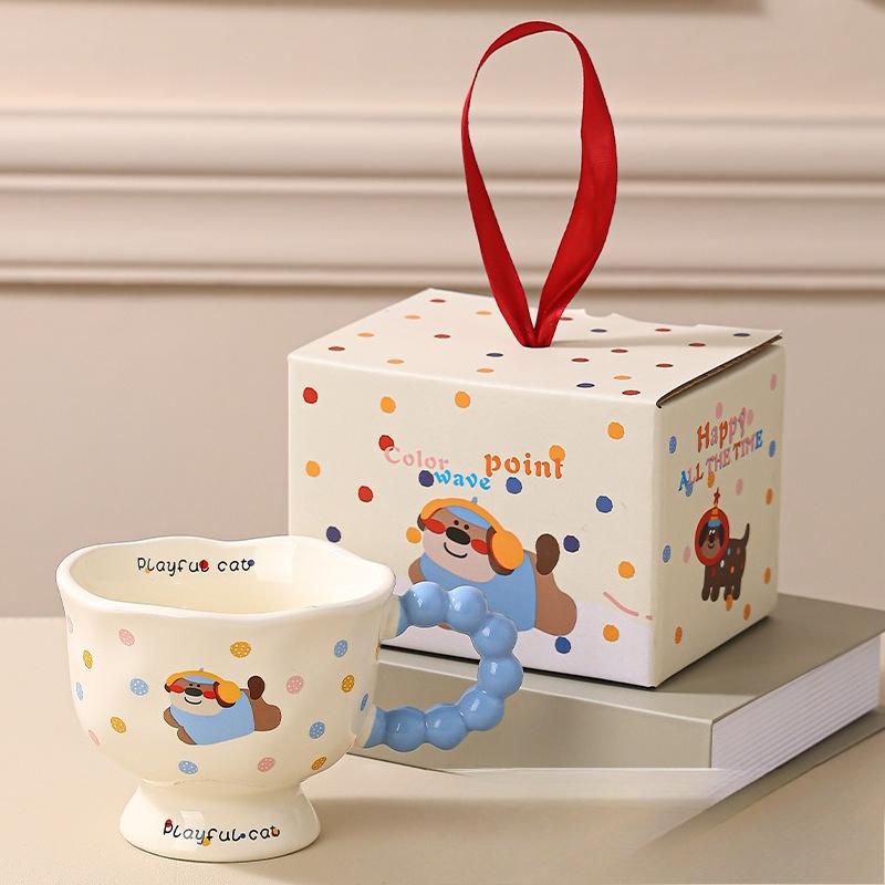 Cute Cartoon Ceramic Cup Good Looking Mug  Home Water Cup  Coffee Cup  Couple Cup  Breakfast Cup  Convenient Gift