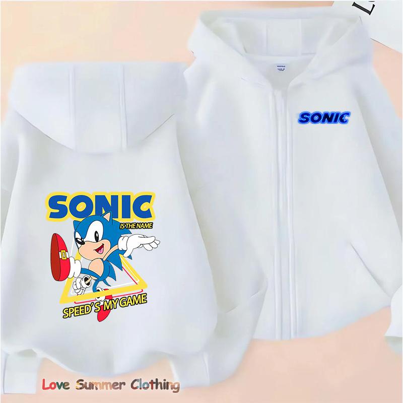 Худи для мальчиков на молнии ежик для девочек осенняя куртка с капюшоном на молнии sonic осень тень пуловер повседневное худи размер 100-160