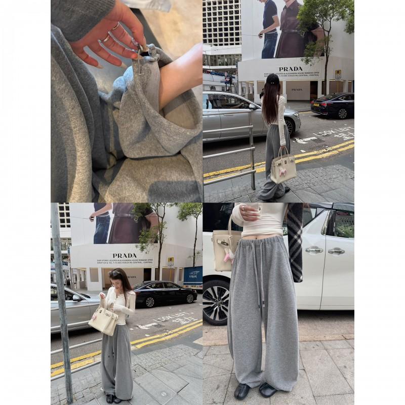Womens High-Waisted Wide-Leg Lounge Pants Soft Fleece-Lined Relaxed Fit Winter Casual Trousers
