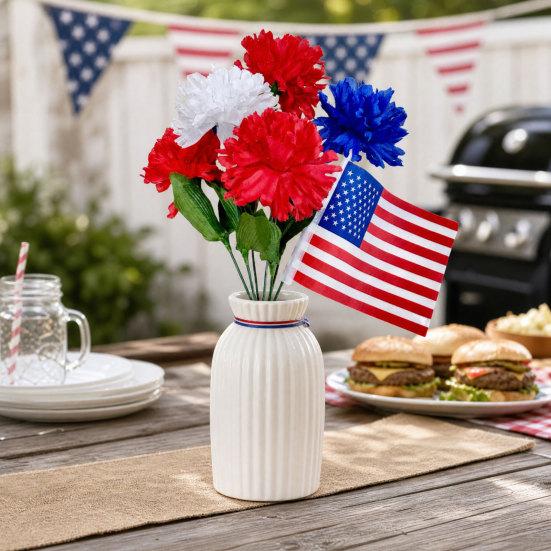 Юшэн Цветы к Дню Независимости, Устойчивые к УФ-излучению Искусственные Цветы, Искусственный Цветок ко 4 июля, Искусственный Букет к 250-летию, Патриотические Красно-Бело-Синие