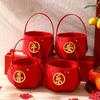 4Pcs Handle Chinese Wedding Candy Bag Big Red Wedding Candy Gift Boxs  Marriage Supplies