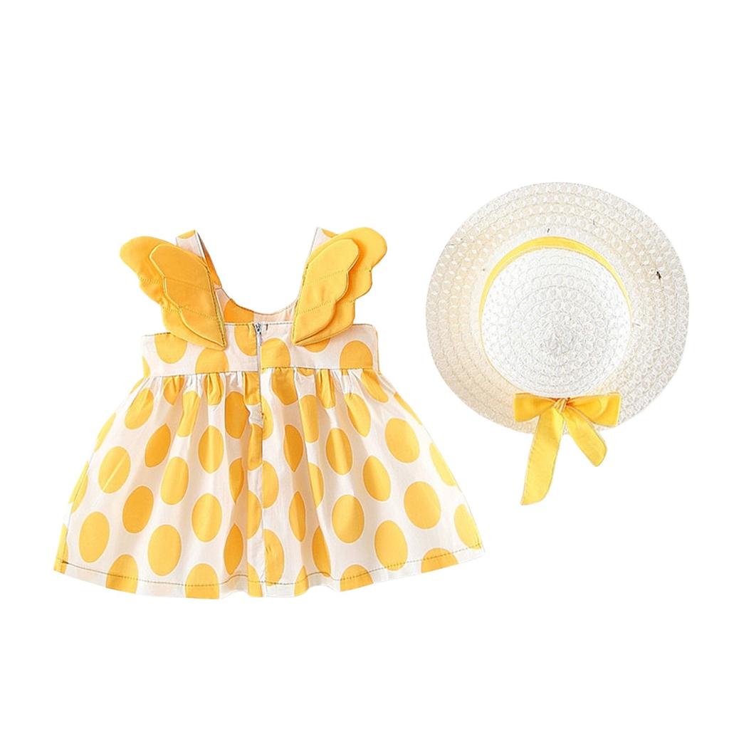 Летний комплект для девочек без рукавов с милым принтом принцессы в платье и шляпе