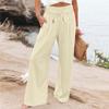 Women's Pant Casual Loose High Waist Cotton Linen Wide Leg Long Pants With Pockets