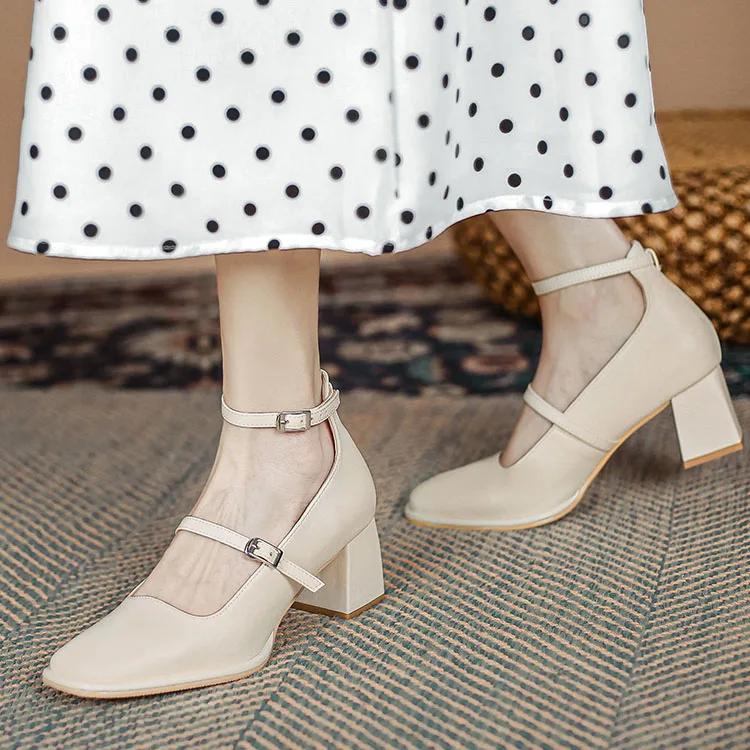 Модная женская обувь в стиле Мэри Джейн, женская обувь на низком каблуке с неглубокой горловиной и квадратной головкой, однотонная женская обувь для вечеринки 2024 года, весна-осень