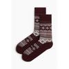 H M Wool Blend Socks Burgundy Pattern