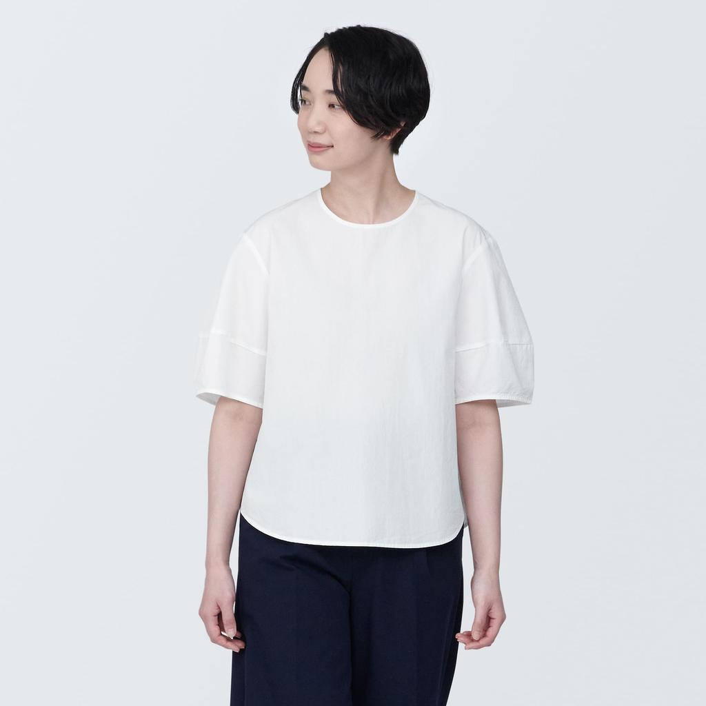 MUJI Short Sleeve Blouse Cool Broad Short Sleeve Blouse Ladies BC2JOA4S White S Women's
