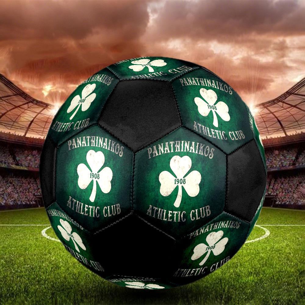 Футбольный мяч Panathinaikos FC, размер 5, машинная сшивка, ПВХ, прочный и с высоким отскоком, подходит для всех возрастов, фанатский товар, для матчей и игр на открытом воздухе.