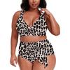 Solid Color Split Plus Size Fashion Fat Woman Swimsuit Biinki