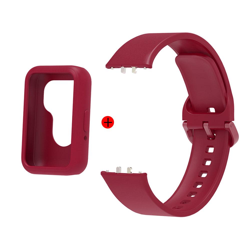 Silicone Strap For Samsung Galaxy Fit 3 Rubber Watchband With Case 2-in-1 Wristband Watch Accessories Correa