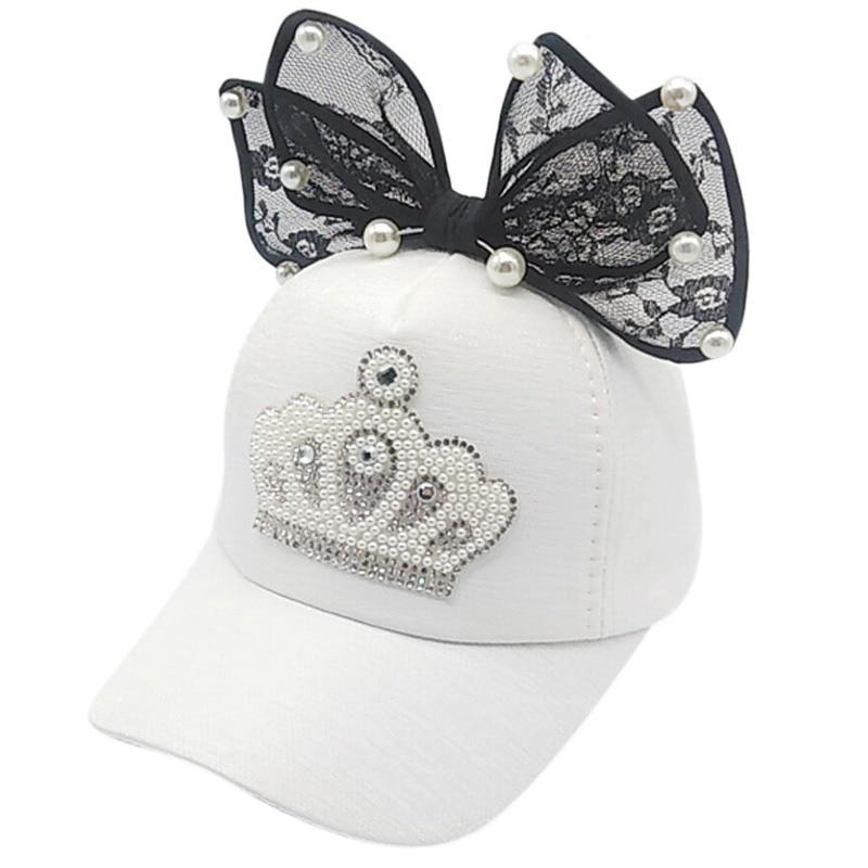 Детская регулируемая шапка для маленьких девочек, повседневная уличная бейсболка с жемчужной короной и дышащим козырьком, шапки с козырьком