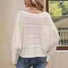 European and American lazy wind women's crochet hollow knitted sweater bat sleeve pullover one-word shoulder autumn and winter sweater