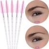 Disposable Mascara Wands, Nylon Bristle Eyelash Brush Spoolies, Unscented Eyebrow Extension Applicator with ABS Plastic Rod,  Pink and Black Wand Set