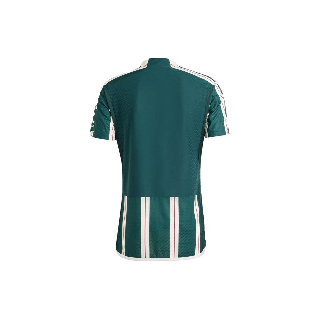 Adidas Манчестер Юнайтед 23/24 выездная полосатая футбольная майка с коротким рукавом - мужская версия игрока, темно-небесно-зеленая IP1824