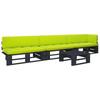 Day and Night - Day and Night Pallet Furniture 4 Pieces and Black Impregnated Pine Wood Cushions