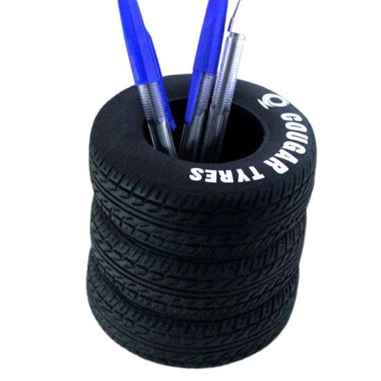 Подставка для ручек, 3-слойная, в виде автомобильной шины, черная резиновая подставка для ручек, настольная организация, инструмент для организации хранения канцелярских принадлежностей