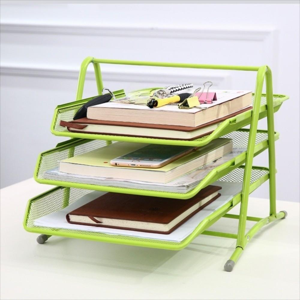 Wire Mesh Desktop Data Tray Metal Desk File Organize Stable Base Desktop Document Rack  Menu