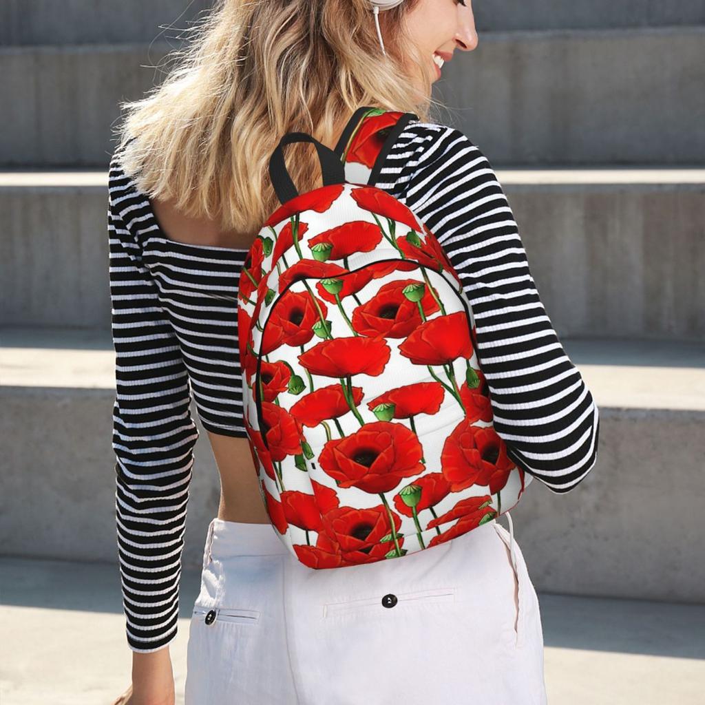 Poppy Pattern Backpack Hot Sale Daypack Large Capacity Children BookBag School Bag Shoulder Bags for Men Women