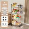 3Tier Clear Storage Cart with Wheels: Multifunctional Rolling Organizer for Home and Office, Ideal for Bedroom, Living Room