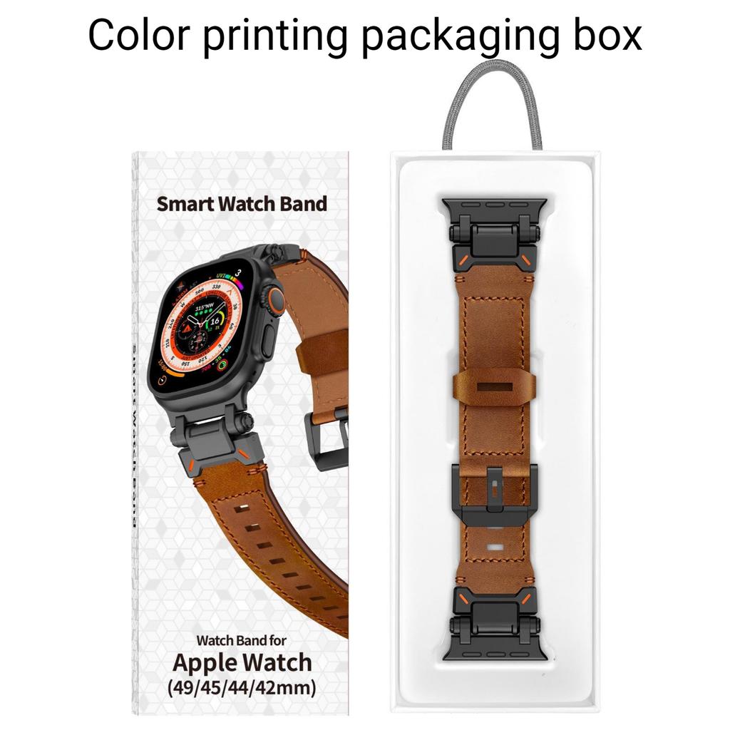 Кожаный ремешок для Apple Watch Ultra 2, 49 мм, 45 мм, 44 мм, ремешок для часов для iWatch Series 9, 8, 7, 6, 5 se 4, 42 мм, мужской браслет Correa