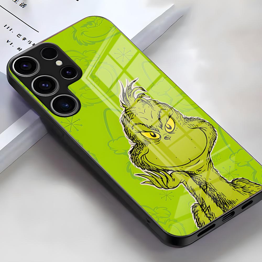 Рождественский Т-Г-ГринК-чс-С Чехол для телефона для Samsung S26 S25 Edge Ultra S23 S22 S21 S20 Ultra Plus S24 Fe A54 A53 A25 Стеклянная крышка