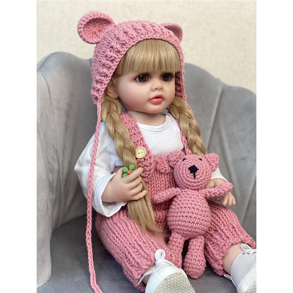 Красивая мягкая реалистичная мини-новорожденная кукла с волосами, кукла для девочек, подарок на день рождения для малышей, 55 см